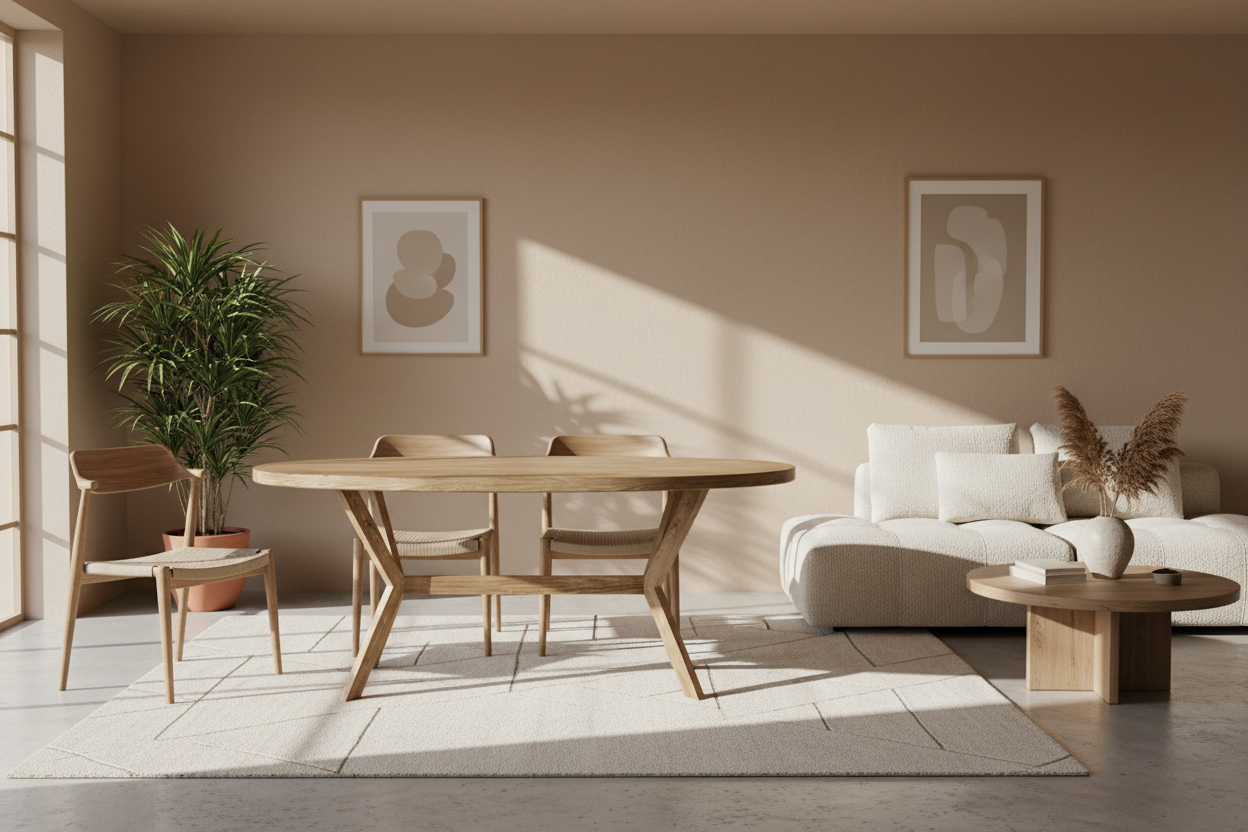 Table à manger ovale en croix